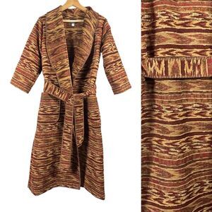 Vintage Silverado Western Tapestry Duster Long Coat Belted USA SMALL / Medium SW